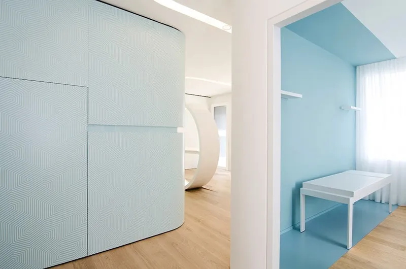 Consulting room with examination couch and daylight